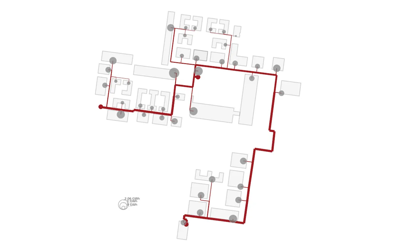 Karte des Wärmenetzes