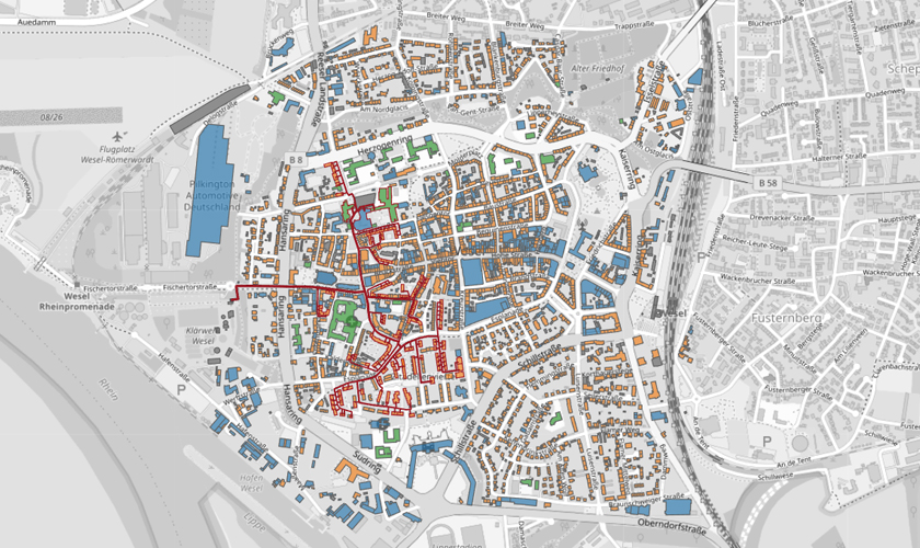 Karte des Wärmenetzes
